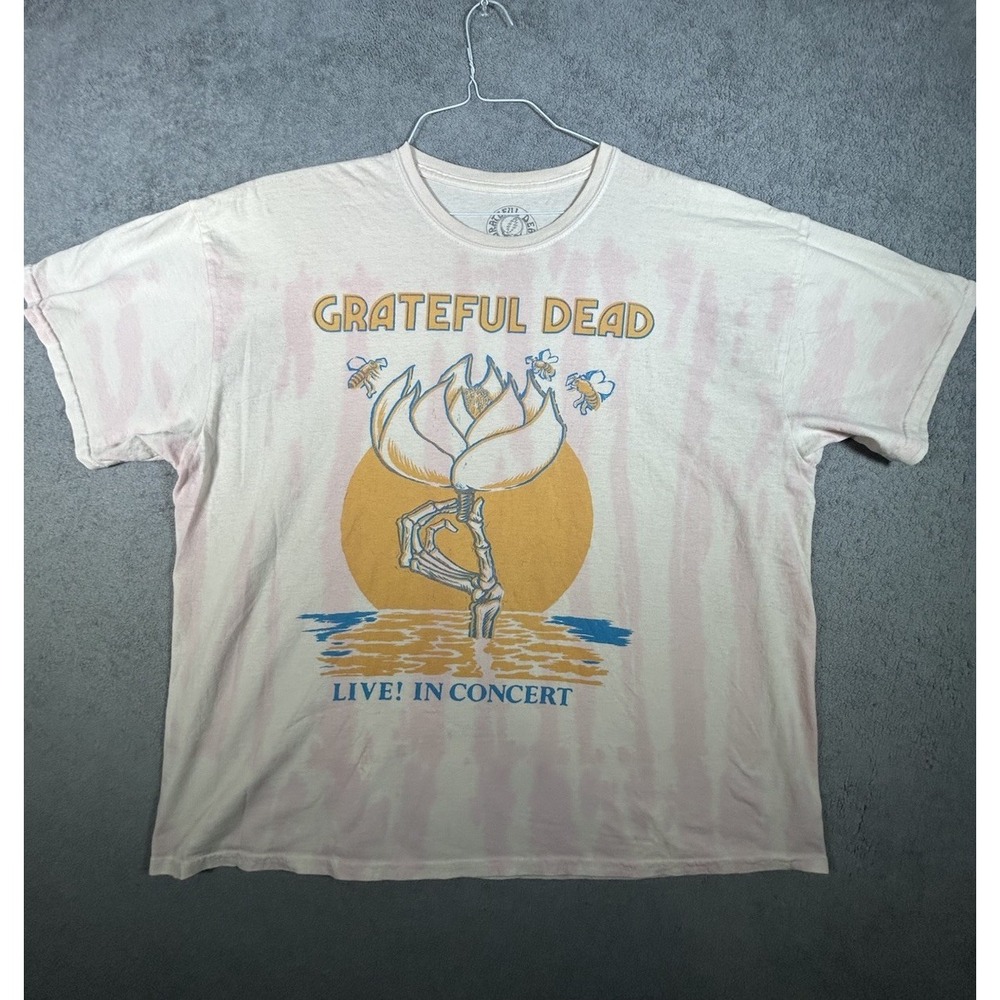 Grateful Dead Live! In Concert Graphic T-Shirt White/Pink Tie Dye SM/MD